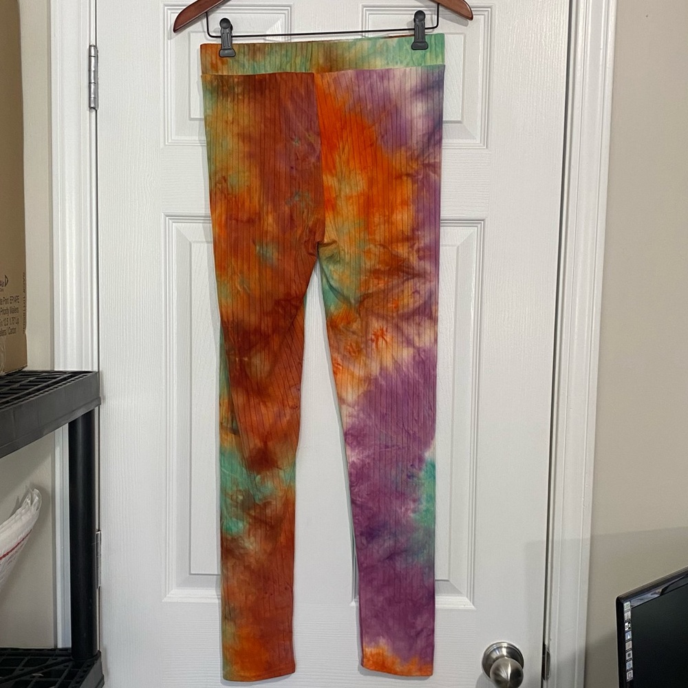 Ellie & Kate Crop Top & Leggings Sweatsuit Set Tie Dye Women’s Large Rainbow - Picture 5 of 13